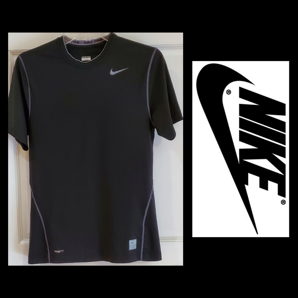 NIKE PRO FIT | Small Black White Stitching Crew